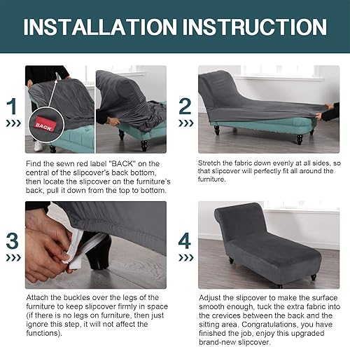 Miniatura 7 de FantasDecor Fundas de terciopelo de lujo para sala de estar, funda elástica para tumbona, ultra suave, lavable a máquina, color gris