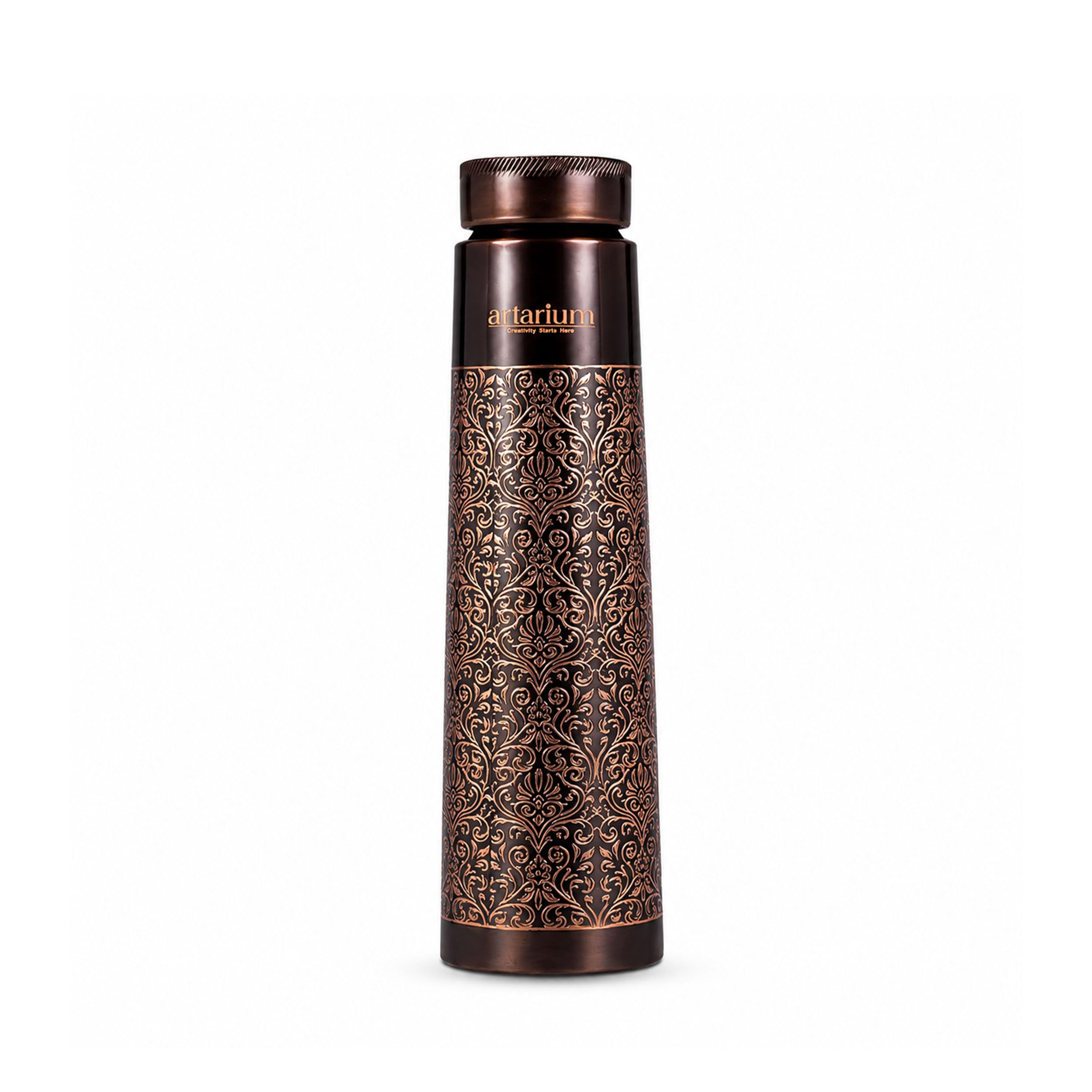 Artarium 1 Litre Antique Floral Copper Water Bottle - Image 1