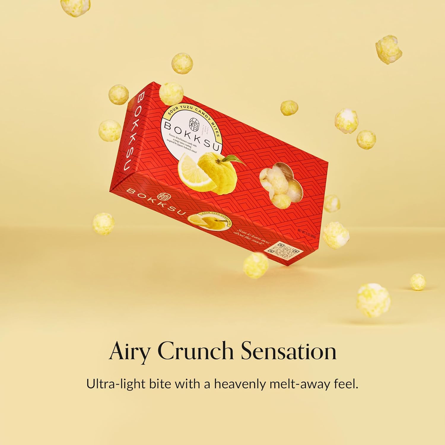 Bokksu Sour Yuzu Candy Bites - 4-Pack Freeze-Dried Sour Candy Dusted with Real Yuzu Powder, Crunchy, Melt in Your Mouth, Bite-Sized, Japanese-Inspired Freeze Dried Fruit Snacks