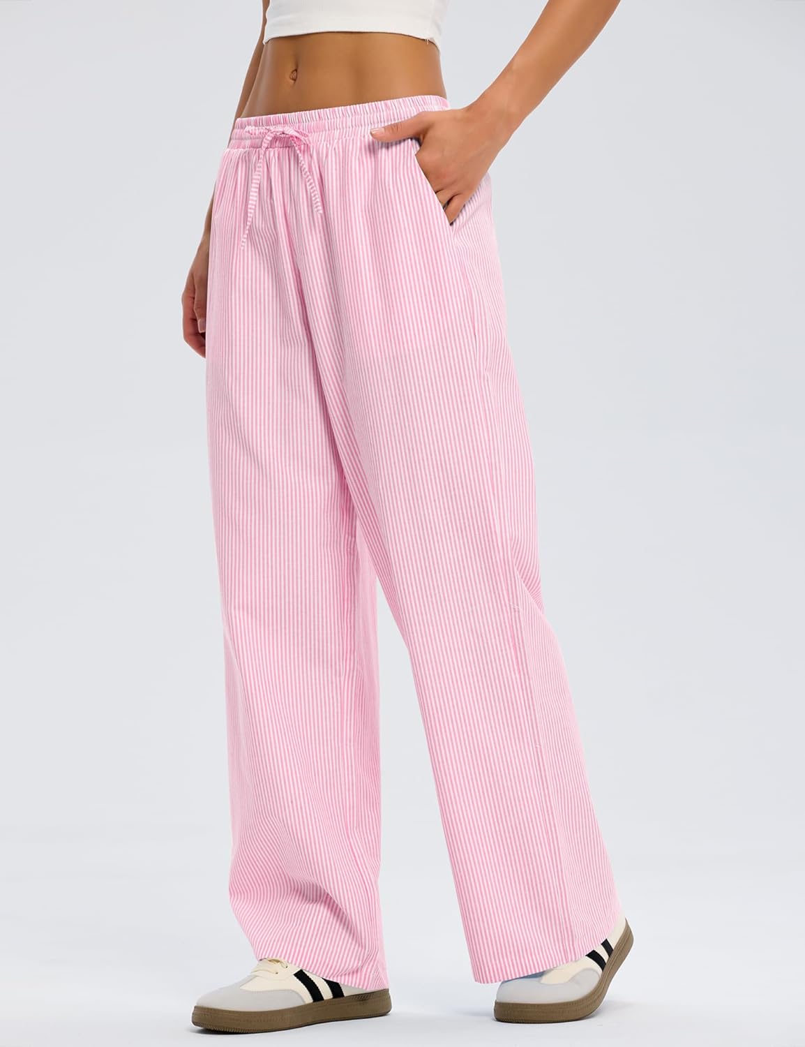 LOMON Striped Gingham Pants Women 2026 Spring Summer Pajamas Wide Leg Pj Lounge Boxer Bottoms Y2k Trousers with Pocket - Image 4