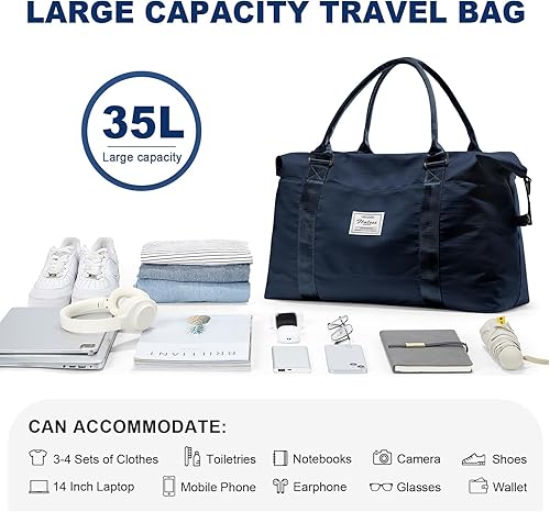 Miniatura 3 de Bolsa de lona de viaje, bolsa de gimnasio deportiva, bolsa de noche para el fin de semana, para llevar en el hombro, para mujer