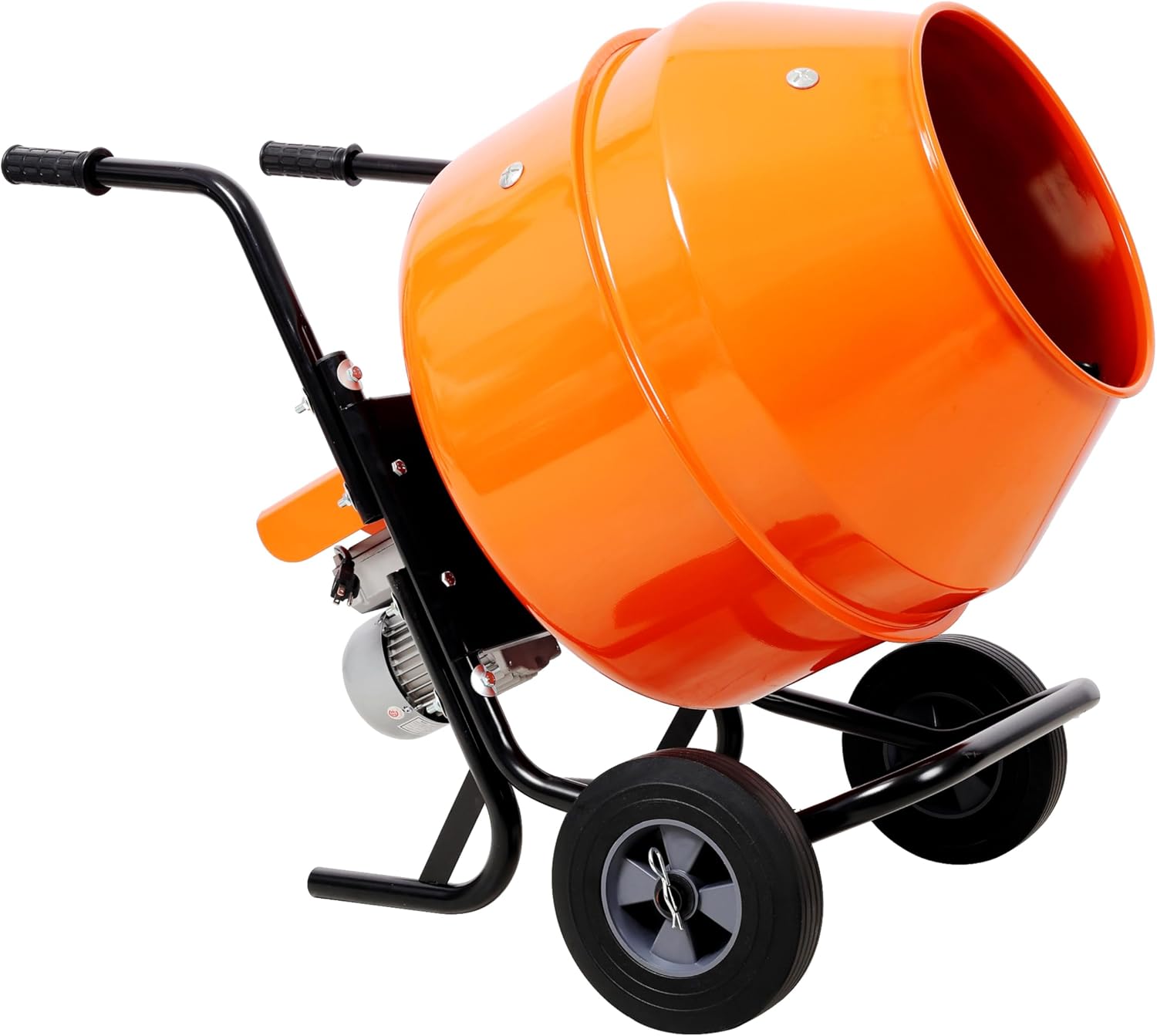 Portable Cement Mixer 5 Cu Ft Drum 1/2HP Motor Electric Power Concrete Mixer Wheelbarrow Style Steel Frame 2 Wheels 110V 60Hz Tilting Drum for Small and Medium Mixing Tasks