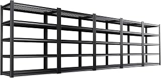 5 Pack Garage Shelving 5-Tier Heavy Duty Storage Shelves, Tool-Free Adjustable Metal Shelf Unit, Utility Organizer Rack for Basement, Pantry, Kitchen, Warehouse, 15.7" Dx35.4 Wx71 H, Black