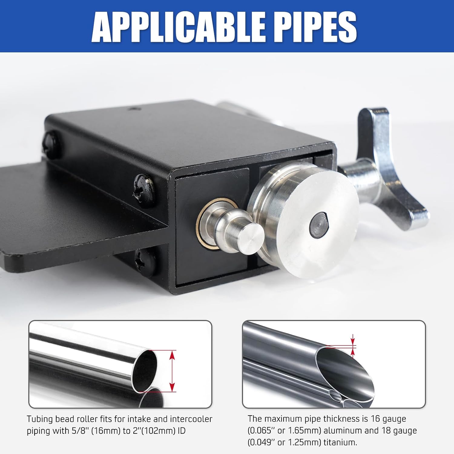 Tube Pipe Tubing Beader Tool Bead Roller For 5/8" + Intake and Intercooler Piping For Aluminum Titanium Copper (Black)