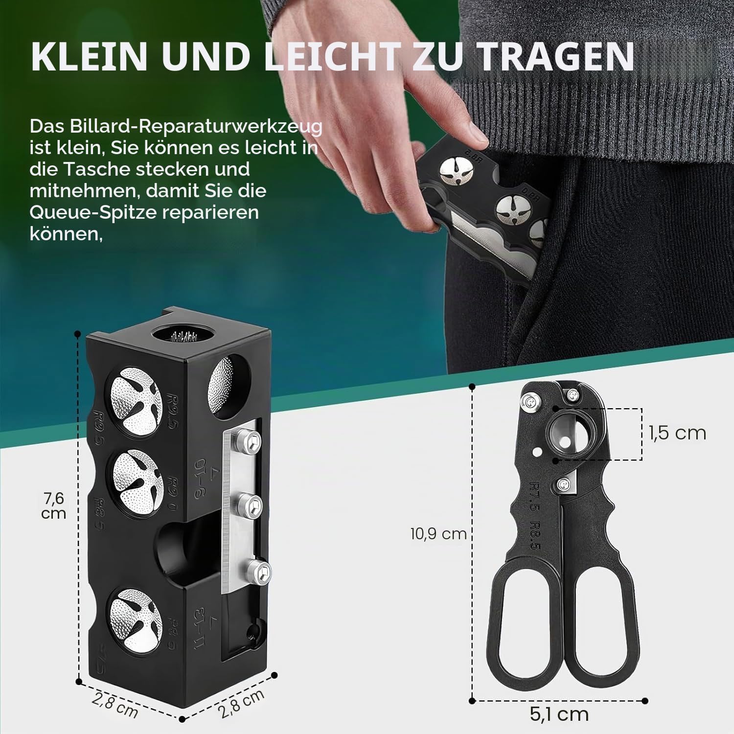11 in 1 Billard Pool Queue Tip Shaper Pool Queue Spitzen Ersatz Kit Pool Queue Reparatur Kit Pool Stick Tips Ersatz Kit Queue Tip Shaper Pool Queue Zubehör