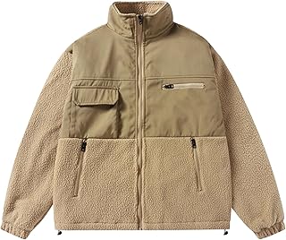 ボアジャケット メンズ 立ち襟 フルジップ 長袖 ボアブルゾン 裏起毛 もこもこ 防寒 厚手 フリースジャケット スタンドカラー 防風 暖かい アウター 大きいサイズ コート カジュアル おしゃれ アウトドア 冬服