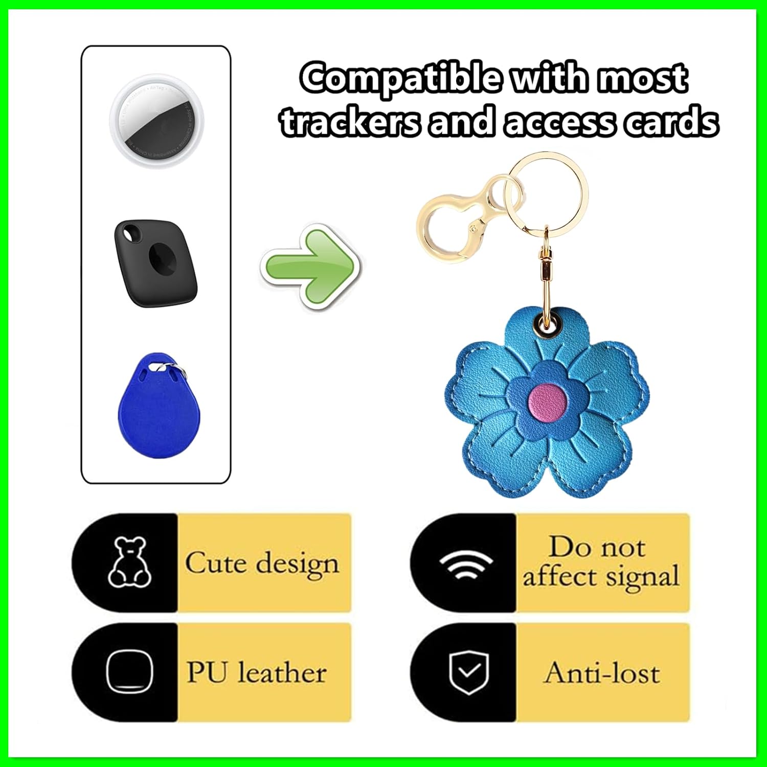 Leather Keychain holder Protective Case Compatible with Apple AirTag image 3