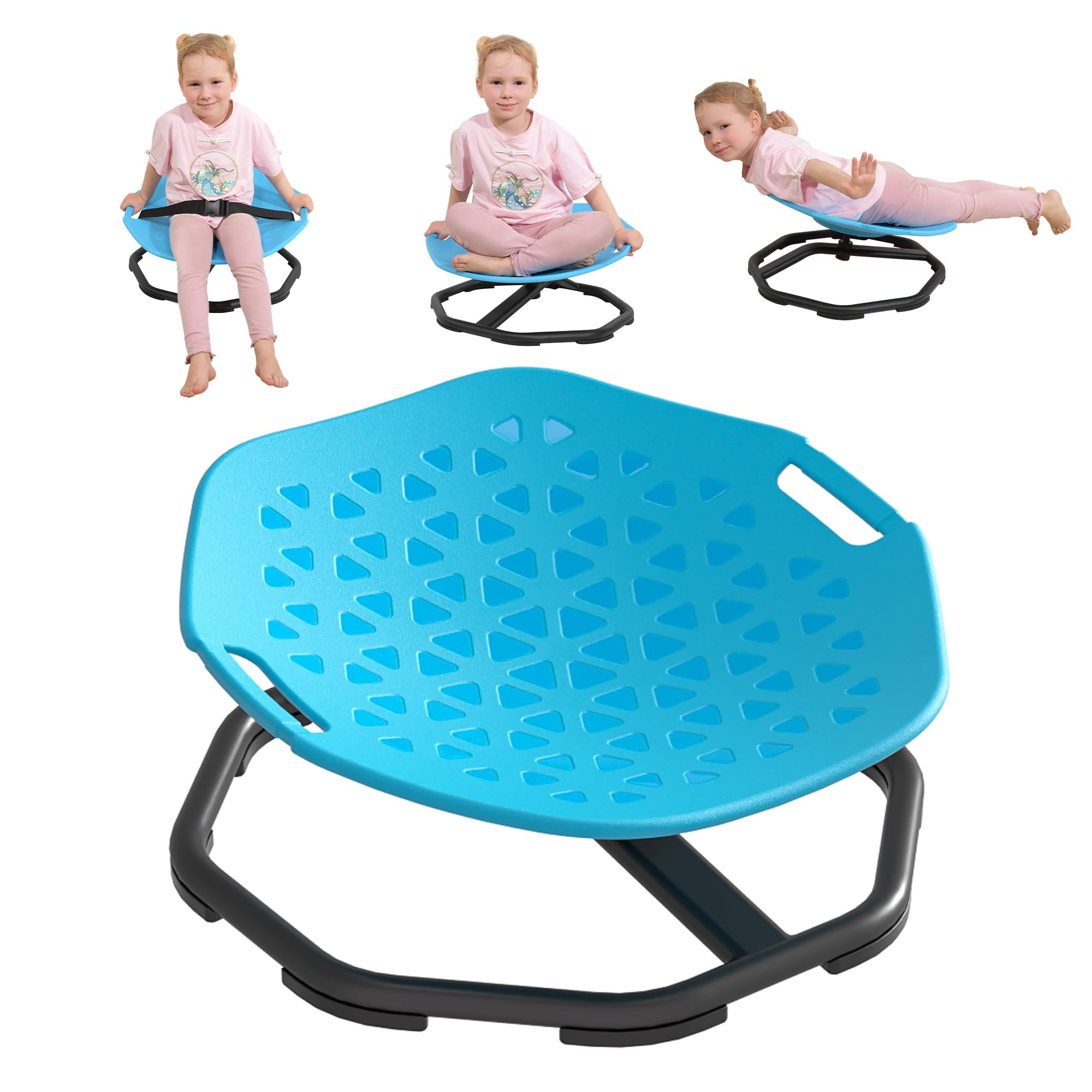 Sensory Spinning Chair for Autistic Kids,Upgraded Swivel Chair for Kids with Handles, Improves Focus and Balance, Ideal for Indoor and Outdoor Play Equipment (Safety Belt Included)