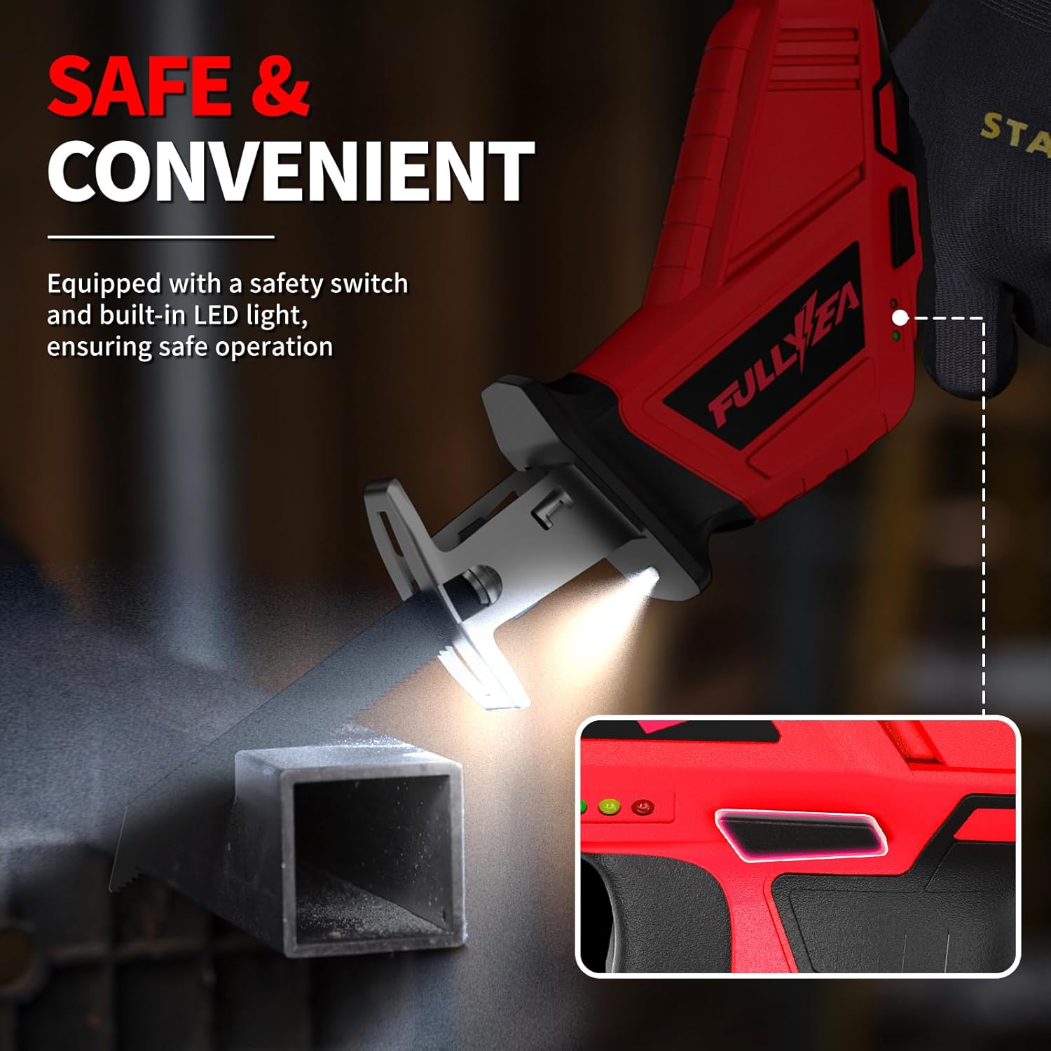 Reciprocating Saw Cordless, 0-3500SPM Variable Speed Reciprocating Saws with 2 * 2.0 Ah Battery & 4 Saw Blades, Tool-Free Blade Change, Electric Saws for Metal Wood Plastic Cutting