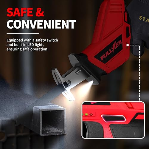 Miniatura 6 de Sierra recíproca inalámbrica, 0-3500SPM Sierras alternativas de velocidad variable con 2 baterías de 2.0 Ah y 4 hojas de sierra, cambio de hoja sin