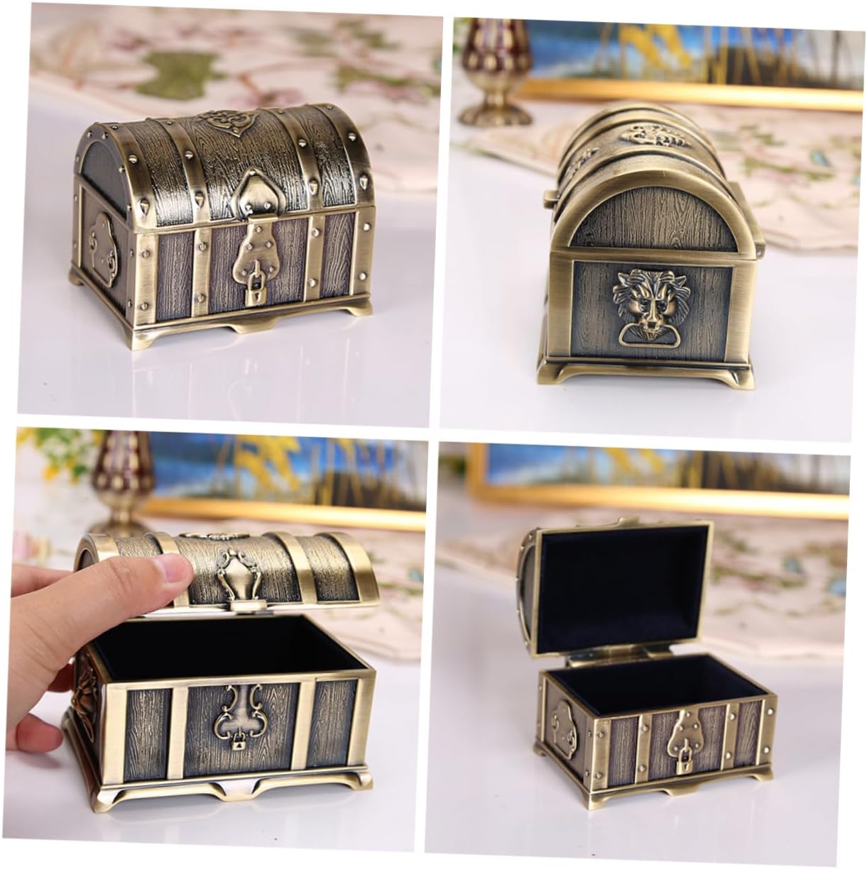 Classic Treasure Box Jewelry Organizer for Rings Earrings Necklaces Medium Vintage Jewelry Storage Case for Home Hotel and Parties