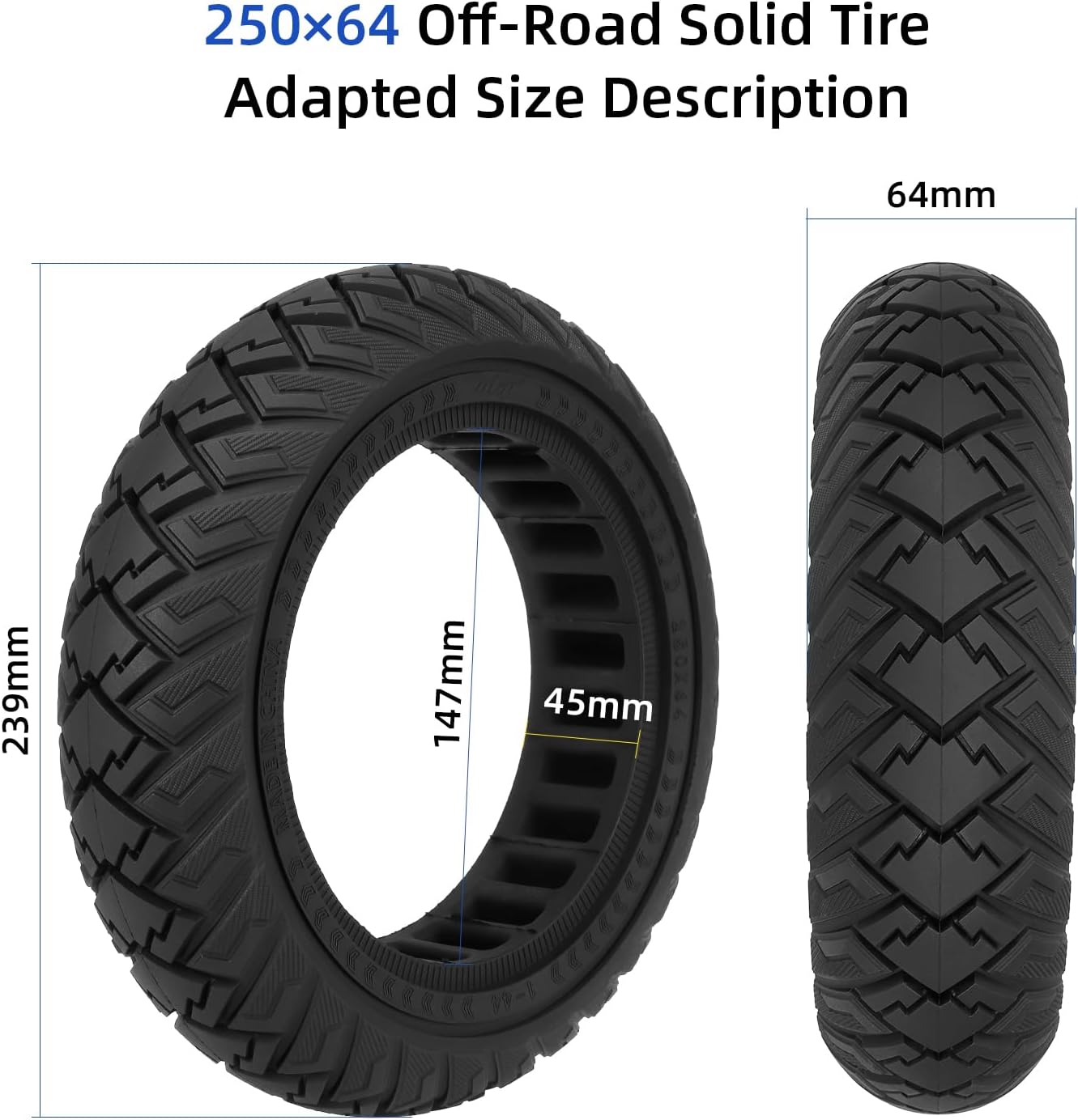 ulip 250 x 64 Scooter Solid Tire 10 Inch Electric Scooter Wheels Replacement Accessories Suitable for Xiaomi 4 Ultra Navee S65 S65C Scooter black (1 PCS)