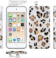 Vista 3 de J.West - Funda para iPod Touch de 7ª Generación - Funda de TPU de silicona suave con diseño de estampado de leopardo blanco brillante, translúcida