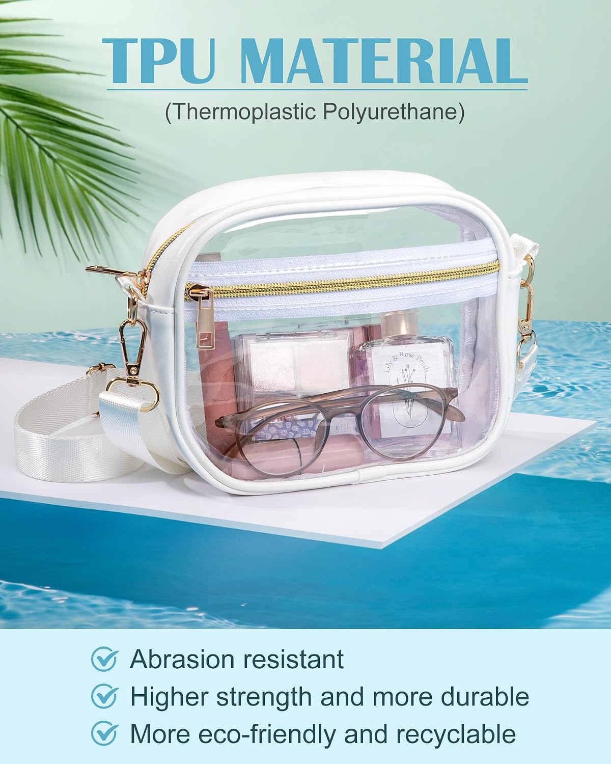 Amylove 6 Pcs Clear Crossbody Bag Stadium Approved TPU Bags with Adjustable Strap Transparent Purse for Concerts Sport Events
