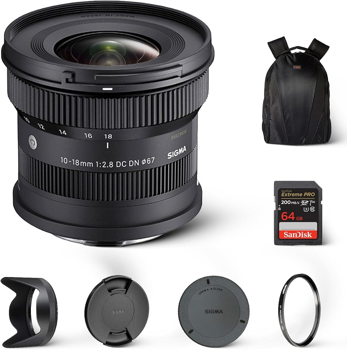 10-18mm F2.8 DC DN Contemporary Lens for Sony E, Ultra Wide-Angle Kit | Atomos Bundle Includes passive noise isolation, 25 ft 3.5mm TRS to 1/4" TRS 25 FT adaptor cable, & black headphone stand set