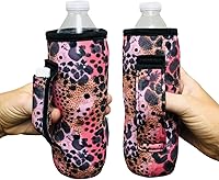 Vista 3 de Drink Handler - Funda de neopreno para botella, 16 y 24 onzas, con aislamiento para caminar, correr, ciclismo, resistente al agua, leopardo negro
