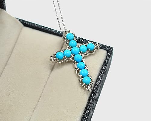 Miniatura 4 de Natural 0.157 in redondo durmiente belleza turquesa piedra preciosa santa cruz colgante collar diciembre piedra natal turquesa joyería regalo de
