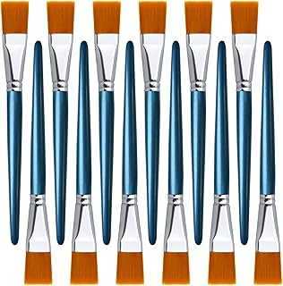 Great Andrew 12 Pieces 1 inch Flat Paint Brushes for Acrylic Painting, Small Paint Brushes with Wooden Handle for Acrylic, Watercolor, Oil, Crafts, Face Body DIY Painting