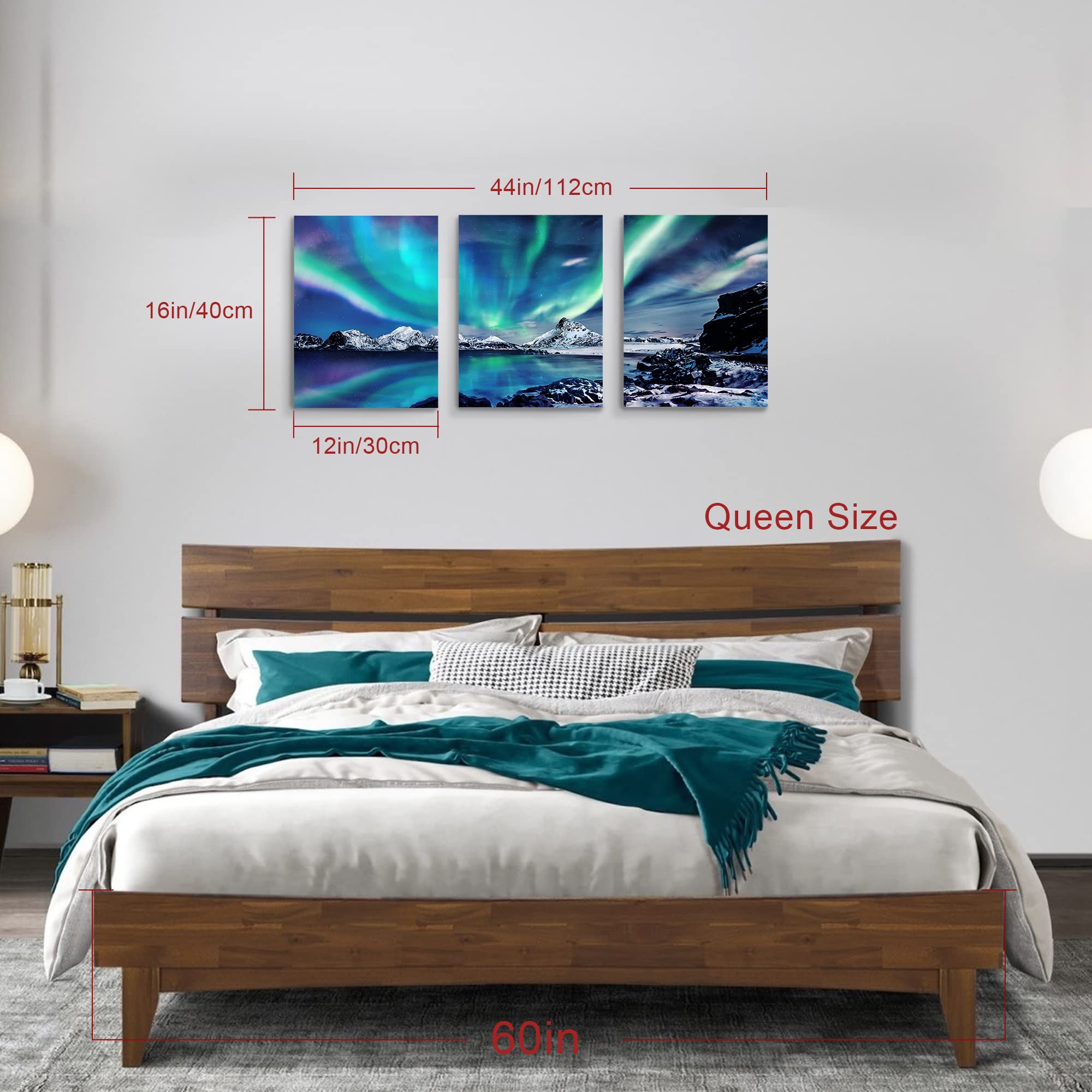 MHARTK66 Canvas Wall Art for Living Room Northern Lights Norway Modern Artwork Bathroom Pictures Bedroom Wall Decor - Image 4