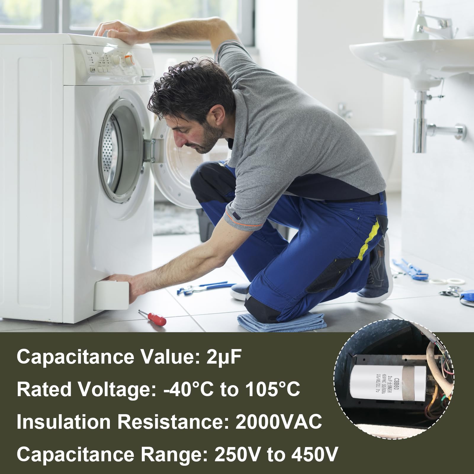 Condensador de arranque CBB60 de 16 µF, 450 V, 50/60 Hz, para compresor