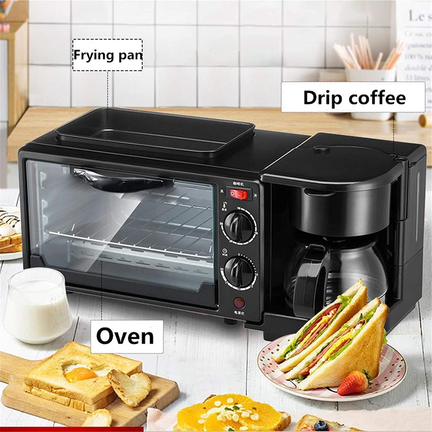 Forno Forno Elettrico Singolo Incorporato - Acciaio Inossidabile Premium Convezione Fornello Alogeno Fornello Caffettiera Macchina per La Colazione Multifunzione 3 In1 Utile