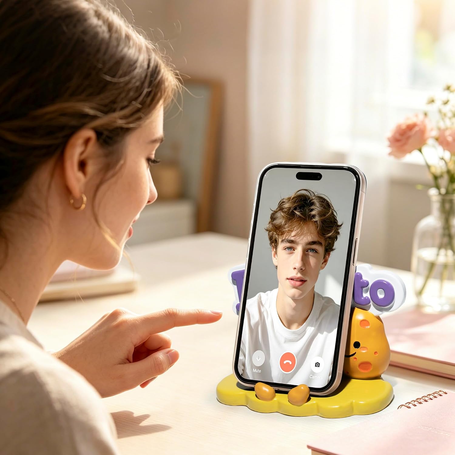 Hodao Cute Phone Stand, Funny I Potato You Resin Cell Phone Holder for Desk Nightstand, Universal Compatibility, Unique Gift for Girlfriend Friends