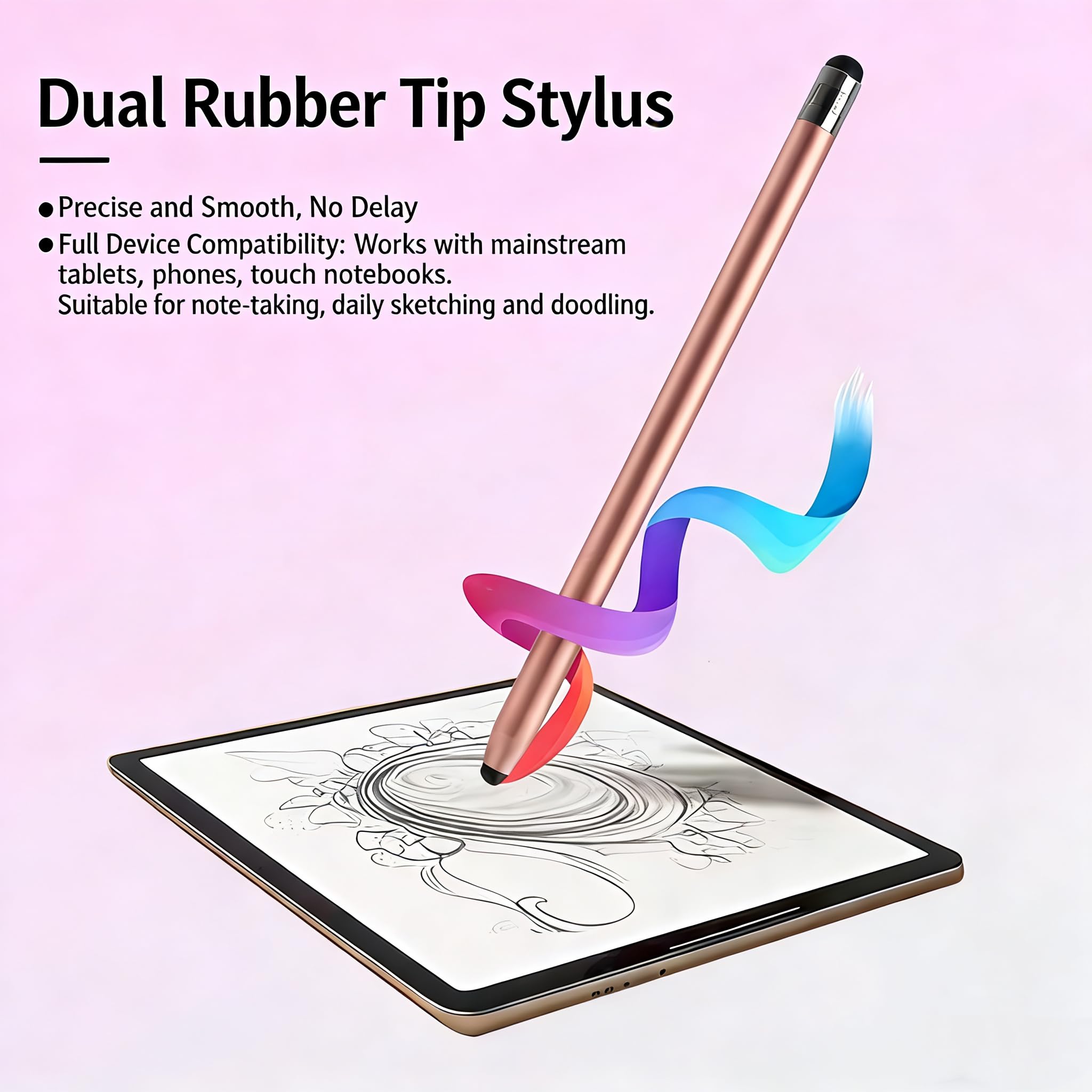 Lápiz capacitivo 3 en 1 para Samsung Galaxy Tab A11+/A11/A9+/A9/A8+/A8 Universal Android Pen compatible con iOS/Microsoft/Android Tablet y teléfonos todos los dispositivos táctiles (3 en 1 oro rosa)