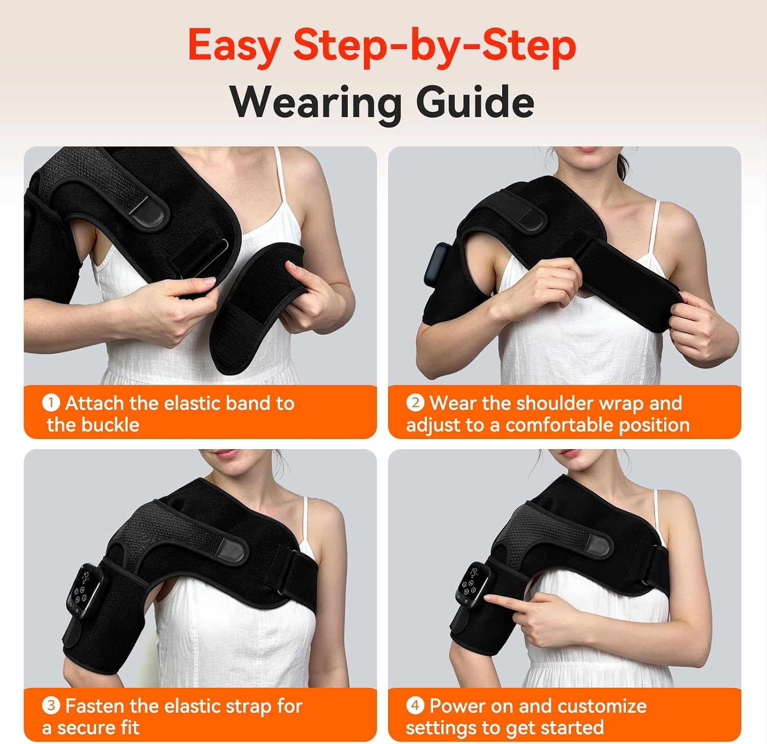 Cordless Red Light Therapy for Shoulder with Massage, 5000mAh Portable Red Light Shoulder Therapy Wrap with 114 LEDs, Near-Infrared Shoulder Brace with Heat, Vibration Massager & Pulse for Men Women