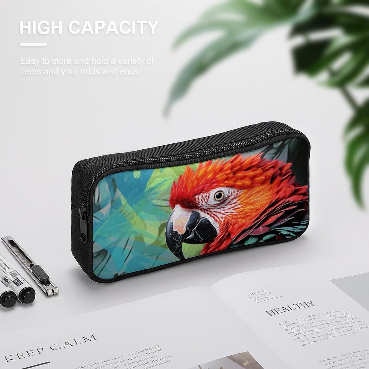 Colorful Parrot Pencil Case Large Capacity Pencil Pouch image 4
