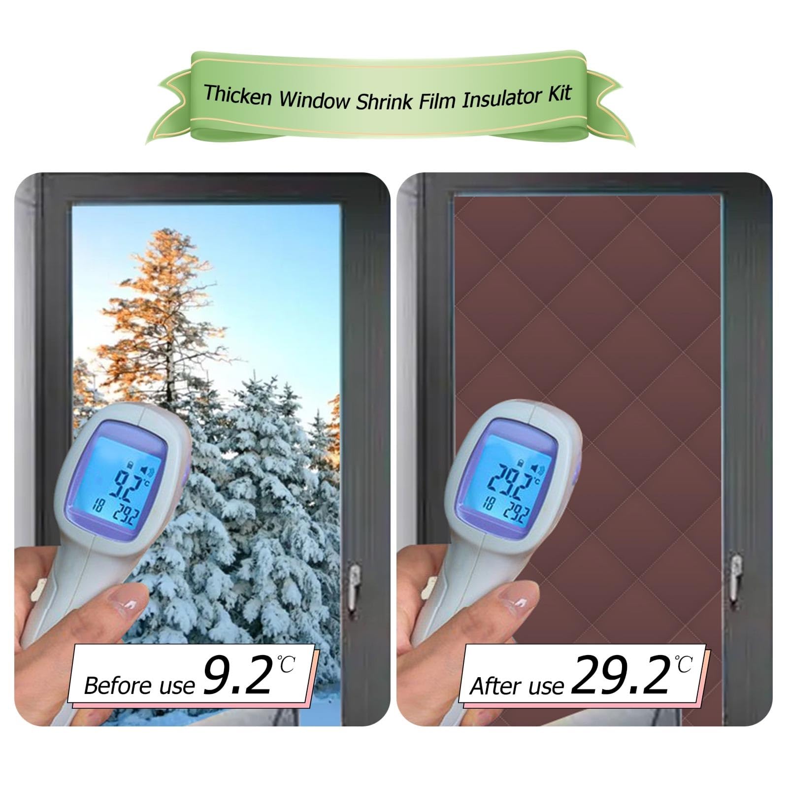 Wasserdicht Fenster Ilat Kit - Thermofolie für Balkon Wohnzimmer Küche Keller 150x120cm Grau - Energiesparende Fensterabdeckung mit Klebeband