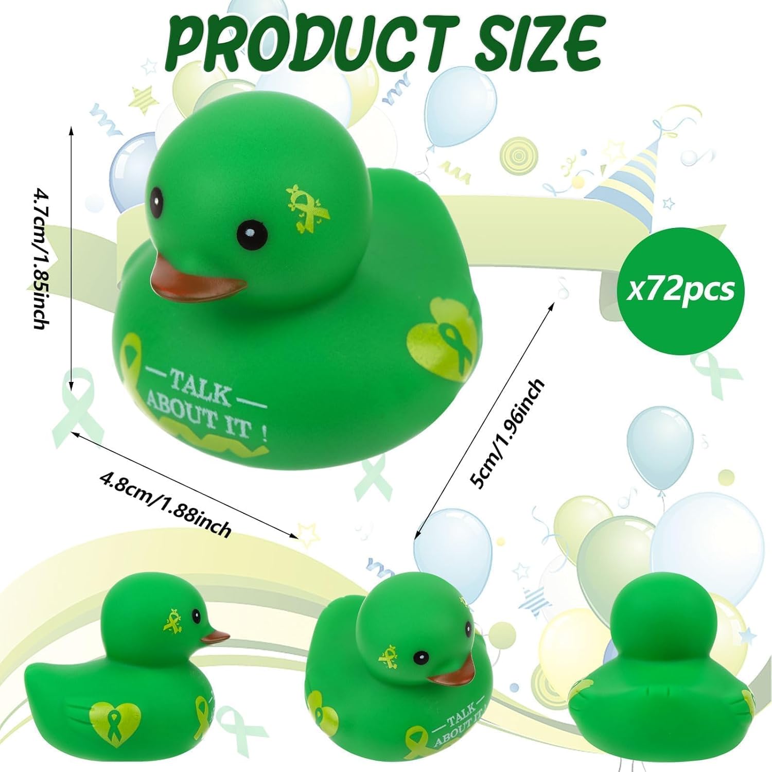 72Pcs Mental Health Rubber Duck Motivational Mini Duck Mental Health Awareness Item Gift for Friends Family Coworkers Fundraiser Giveaways