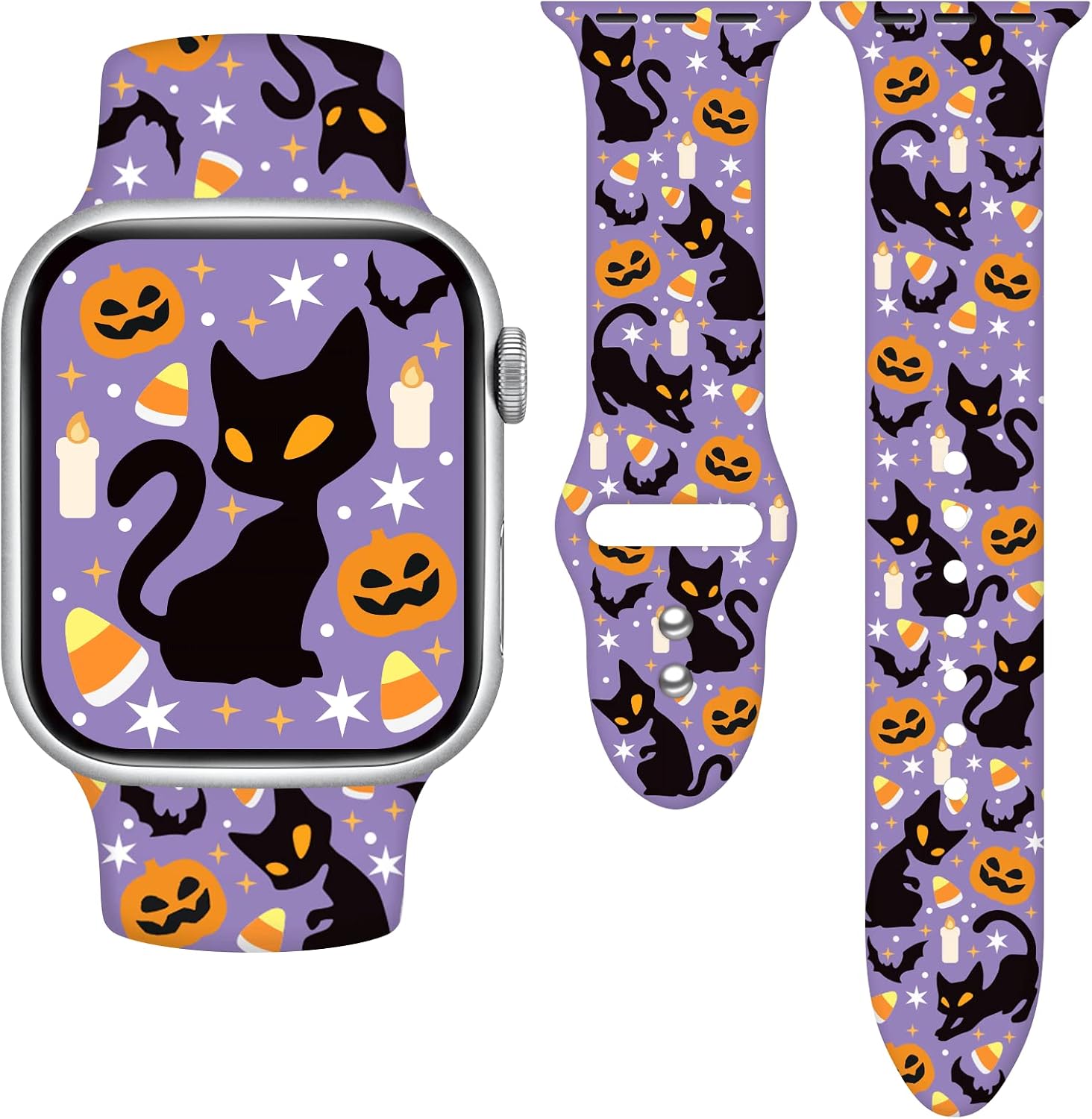 Holidays Watch Band Compatible with Apple Watch Series 11 10 9 8 7 6 5 4 3 Ultra SE for Women Men, Soft Silicone Pumpkin Strap Replacement for iWatch 38mm 40mm 41mm 42mm 44mm 45mm 46mm 49mm