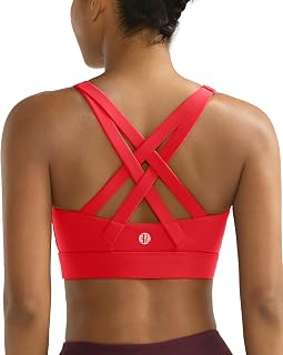 RUNNING GIRL Sports Bra for Women High Support,Strappy Running Supportive High Impact Sports Bras with Sewn in Pads