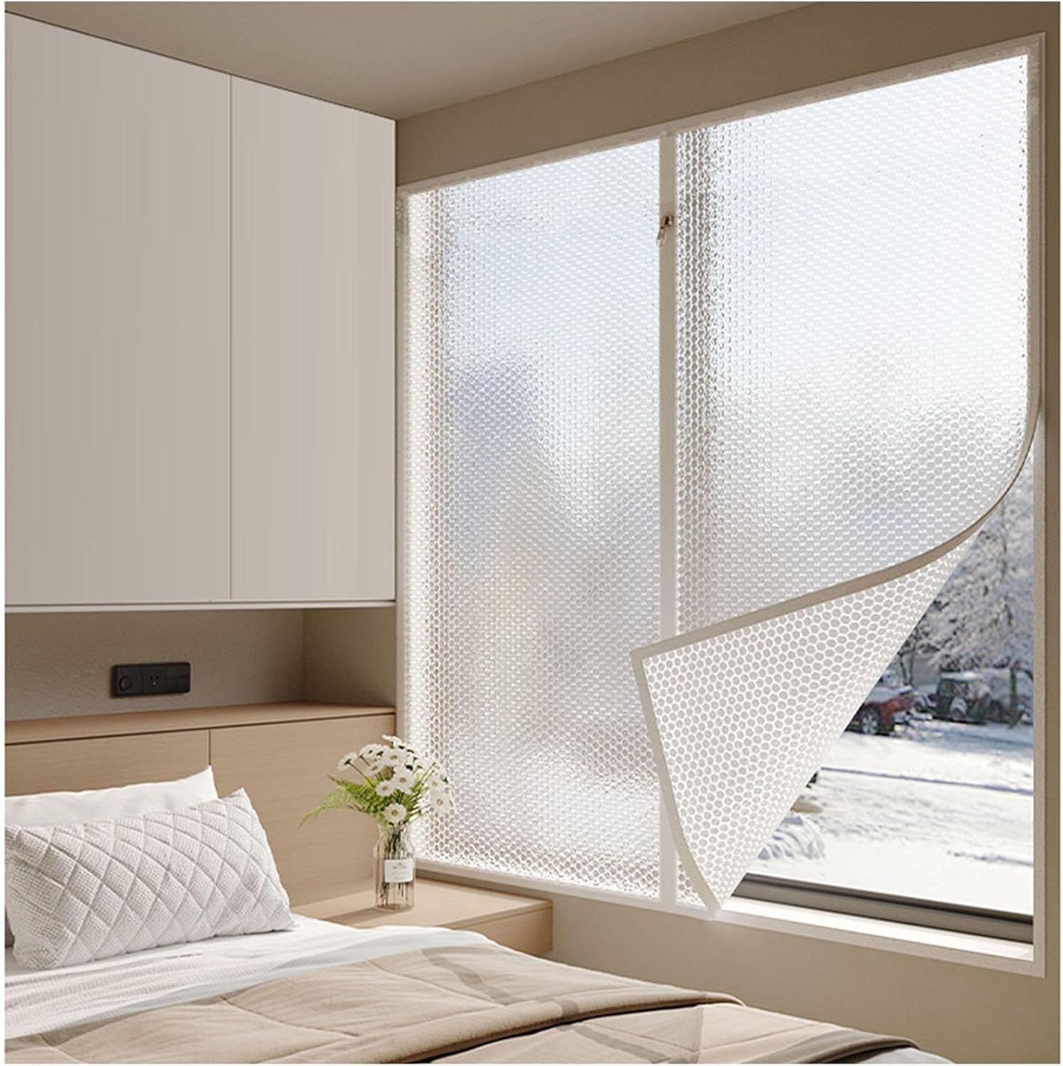 Window Insulation Film, Weatherproofing Window Insulation Kit, Thermal Insulated Curtains, Cold Protection Window Film, Window Seal Kit,WxH-130x220cm/51 * 87in