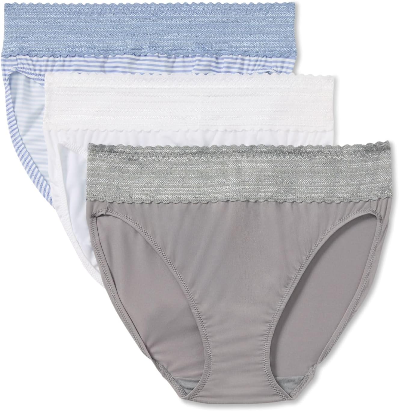 Warner's Women's Blissful Benefits Dig-free Comfort Waistband With Lace Microfiber Hi-cut 3-pack Wrw251hc10w