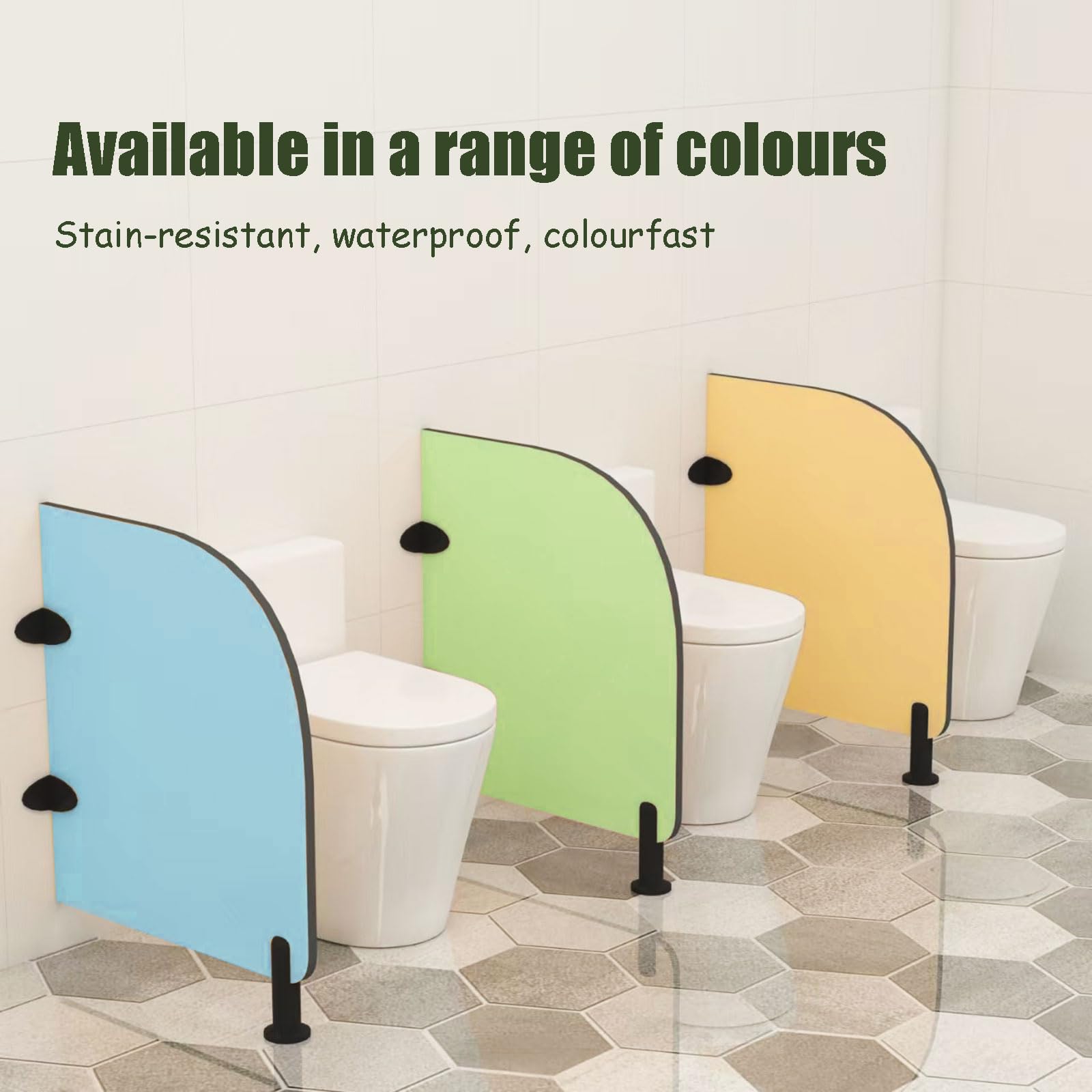 2 Pack Niños Divisores de Urinario 23.6x23.6 Pulgadas Green Wesore Particiones para Escuelas Guarderías Caja Fuerte Bordes Redondeados Resistente al Agua Fácil Instalar Baño Privado Puestos