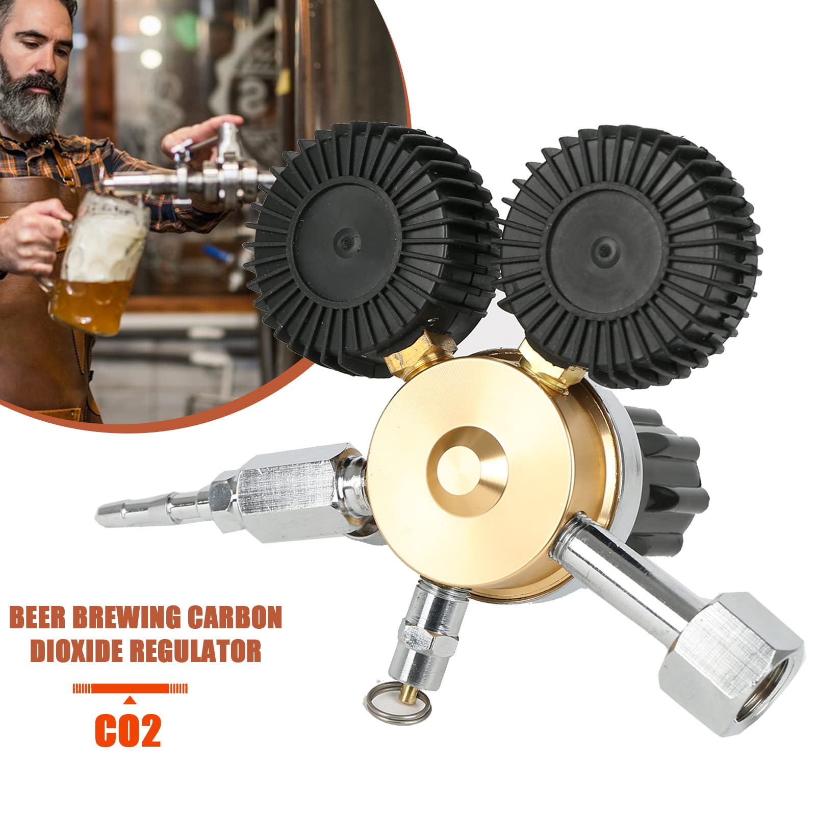 Druckminderer Druckregler CO2, Druckminderer Dual Manometer W21.8 R134A A/C Doppelmanometer-Regler Für Bierbrauen, Bierzapfanlage