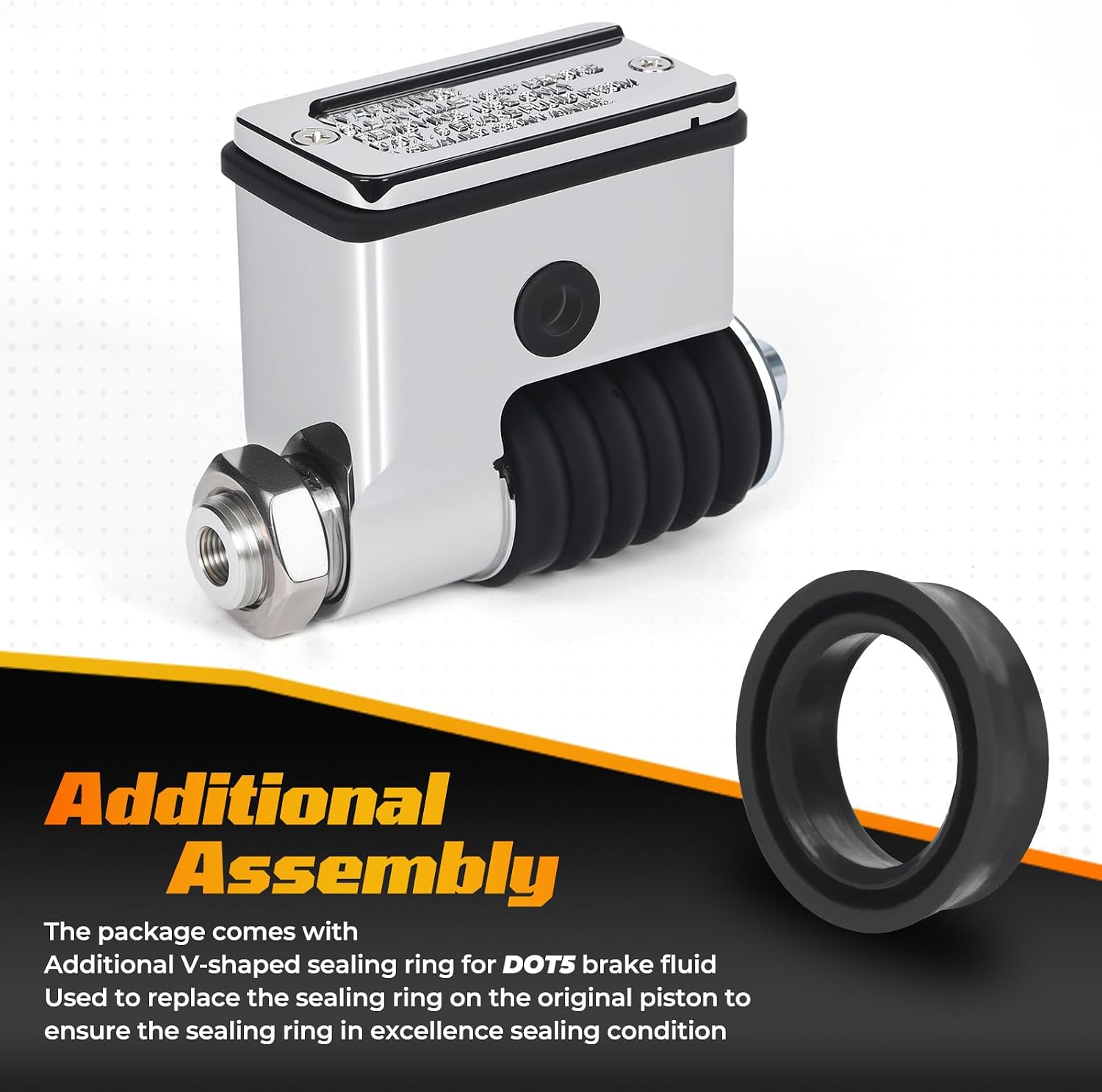 11/16" Rear Brake Master Cylinder Assembly with Nut Compatible with Harley-Davidson Dyna Low Rider/Super Glide/Wide Glide 1991-2005, Replace 42474-90A 45210