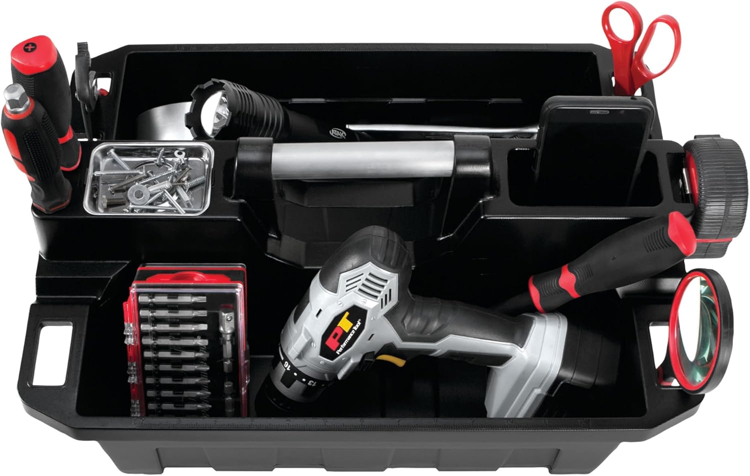 Performance Tool W88995 Portable Supply Caddy and Magnetic Utility Tool Tray,Black