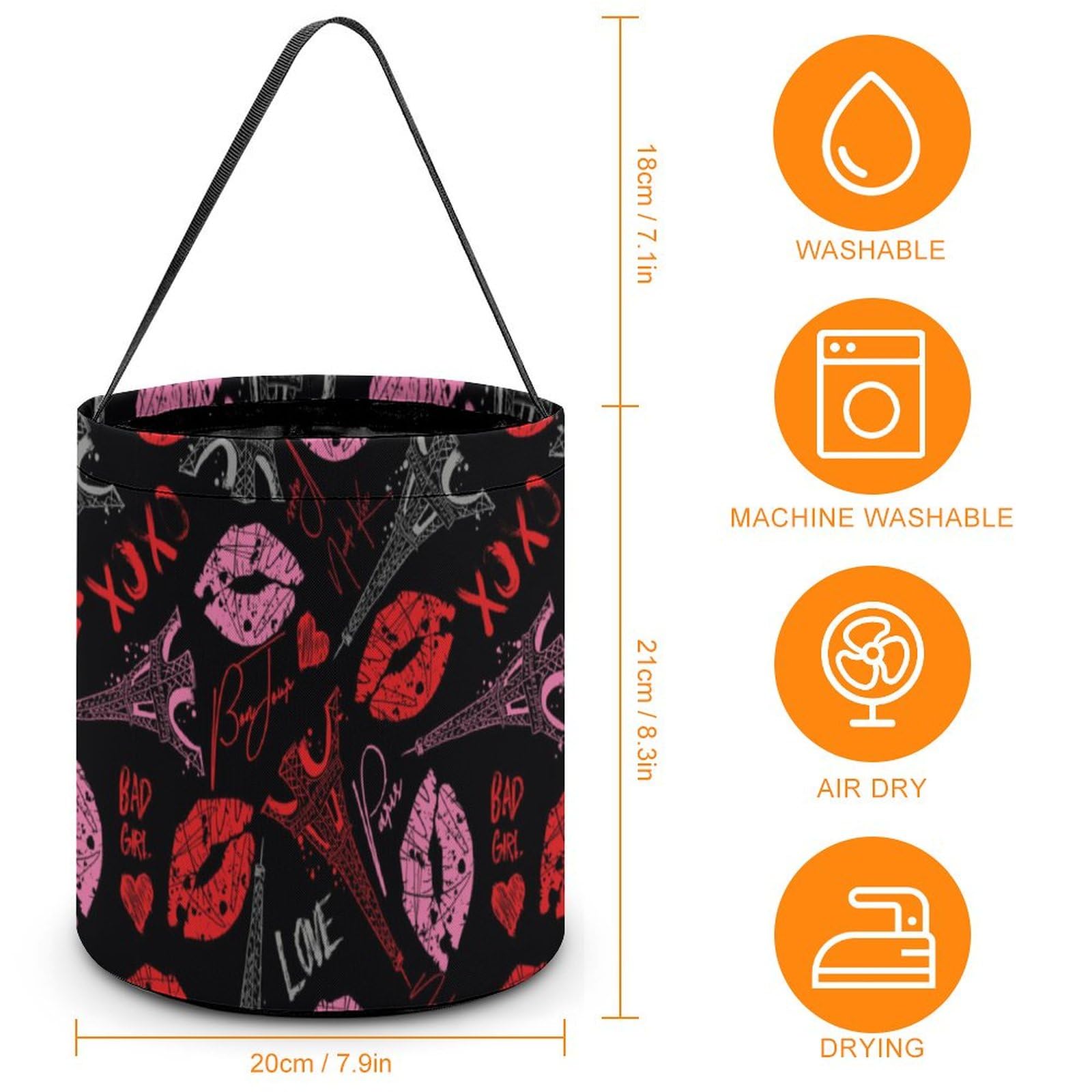 Eiffel Tower Lips Cute Easter Basket Bags Eggs Bucket Candy Tote Decorations Gifts Party Storage Bag