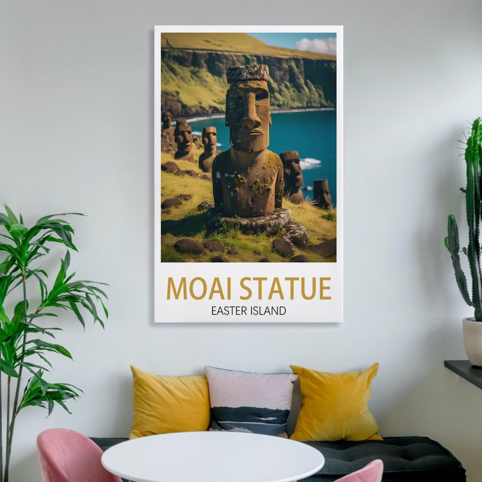 PuPLuM Moai Statue Osterinsel Vintage-Reiseposter Leinwand 50 x 75 cm Wandkunst