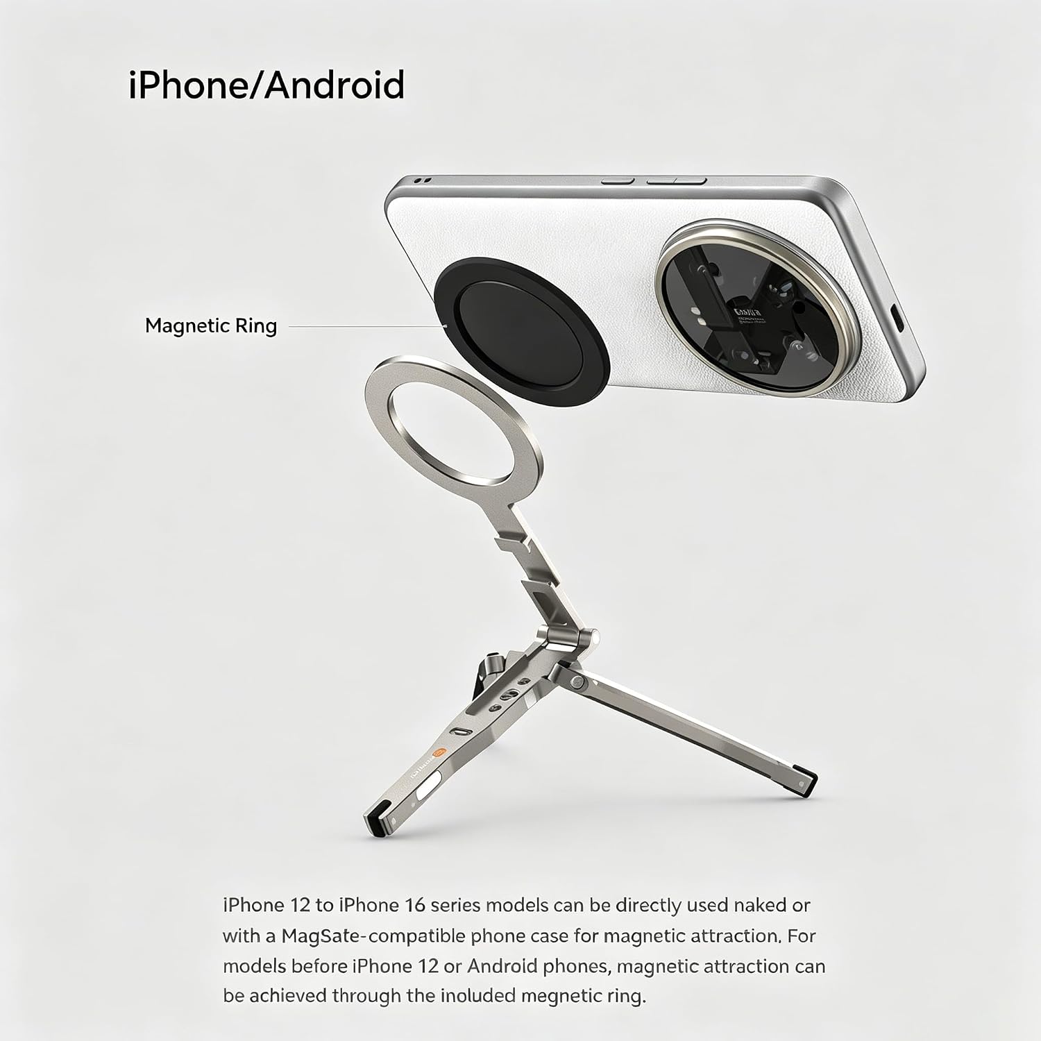 Fotorgear Magnetic Metal Phone Mount with Cold Shoe Mount, Aluminum Magnetic Tripod Mount Adapter with 1/4” Screw, Holder Adapter for iPhone 17/16/15 Series, Camera Monitoring, Tripods, Stabilizers