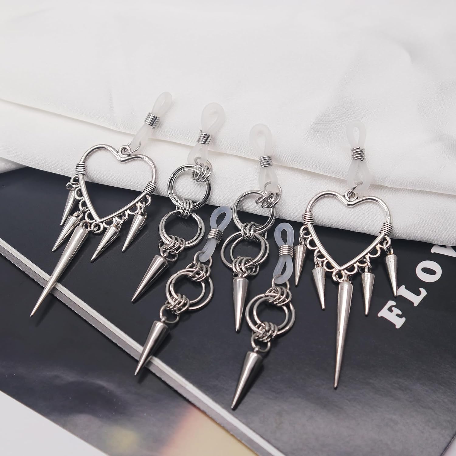 Gothic Punk Spike Non Piercing Rings Dangle Drop Tassel Body Jewelry non piercing for Women Men, Fake Body Jewelry