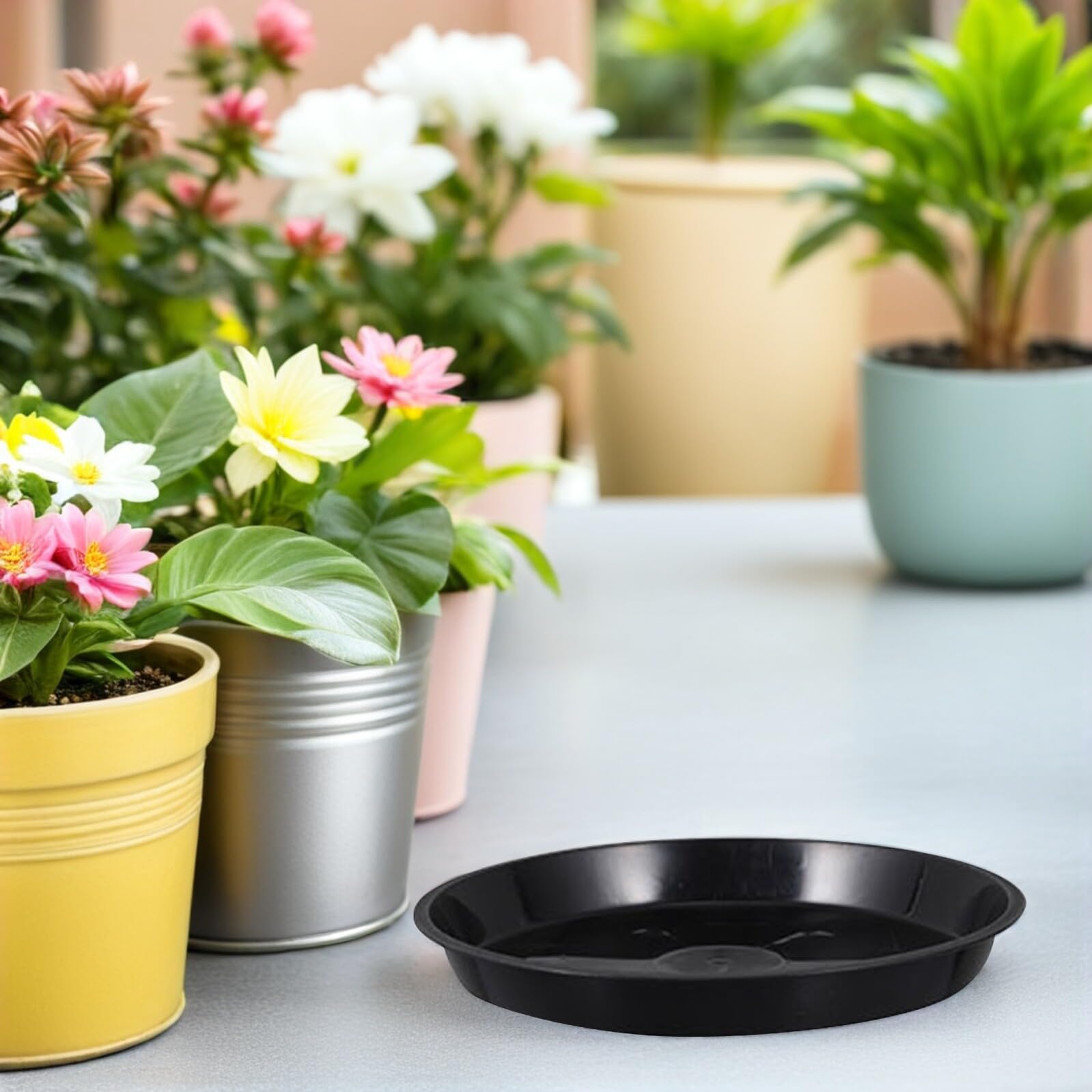 30 Szt. Sztuk Plastikowych Podstawek pod Doniczki Okrągłe Tace Ociekowe Do Roślin Odporne Plamy Chroniące Meble przed Wodą Uniwersalne Do Ceramicznych i Plastikowych i Ogrodu