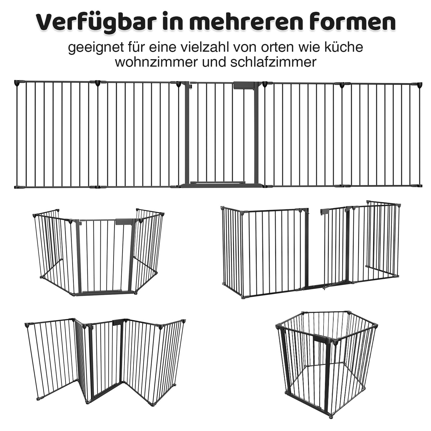 Rejilla protectora para chimenea, 310 cm, plegable, protección infantil, 5 piezas, barrera con cerradura de puerta, rejilla protectora para escaleras para niños y mascotas, 65 x 75 cm cada