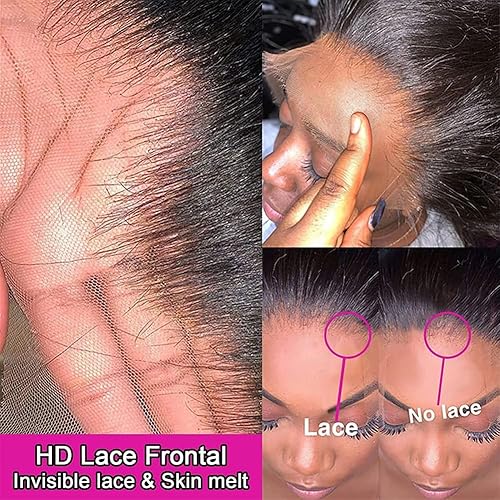Miniatura 4 de serwell Pelucas de cabello humano con encaje frontal HD de 13 x 4 pulgadas, pelucas de cabello humano prearrancadas para mujeres negras, densidad
