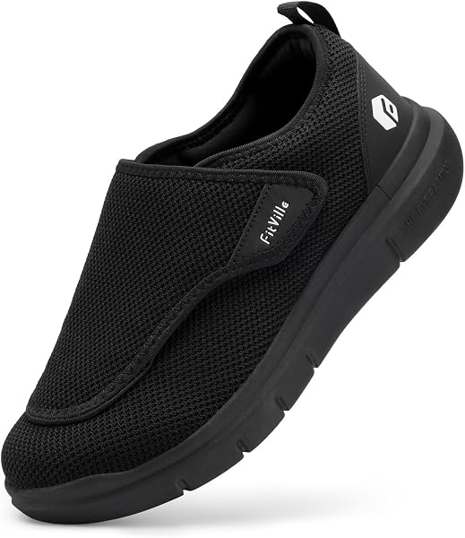 FitVille Buty dla mężczyzn, bardzo szerokie, wsuwane, na opuchnięte stopy, regulowane, buty do chodzenia – EasyTop Wings