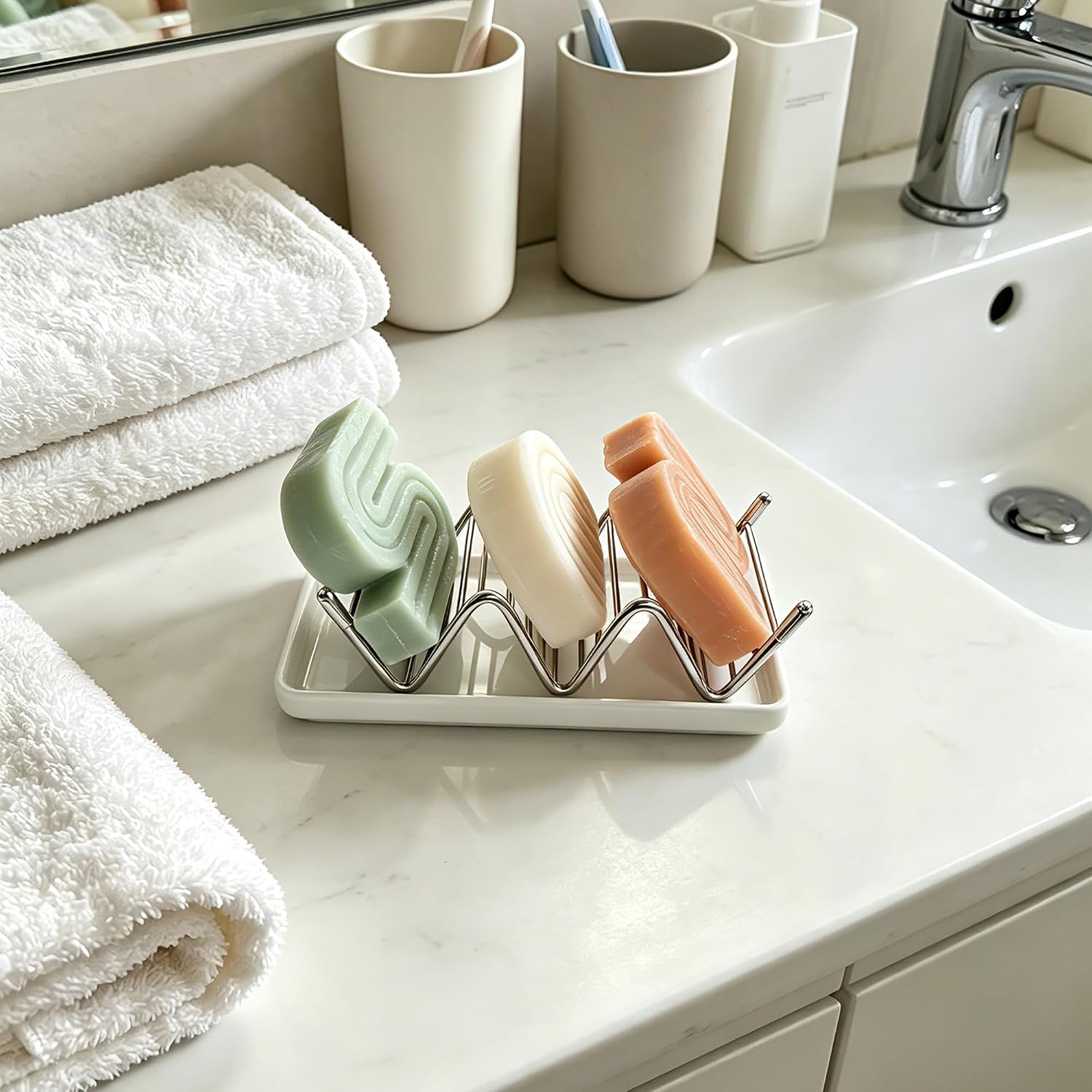 Ceramic Soap Dish, Shower Bar Soap Holder, Soap Dish Tray