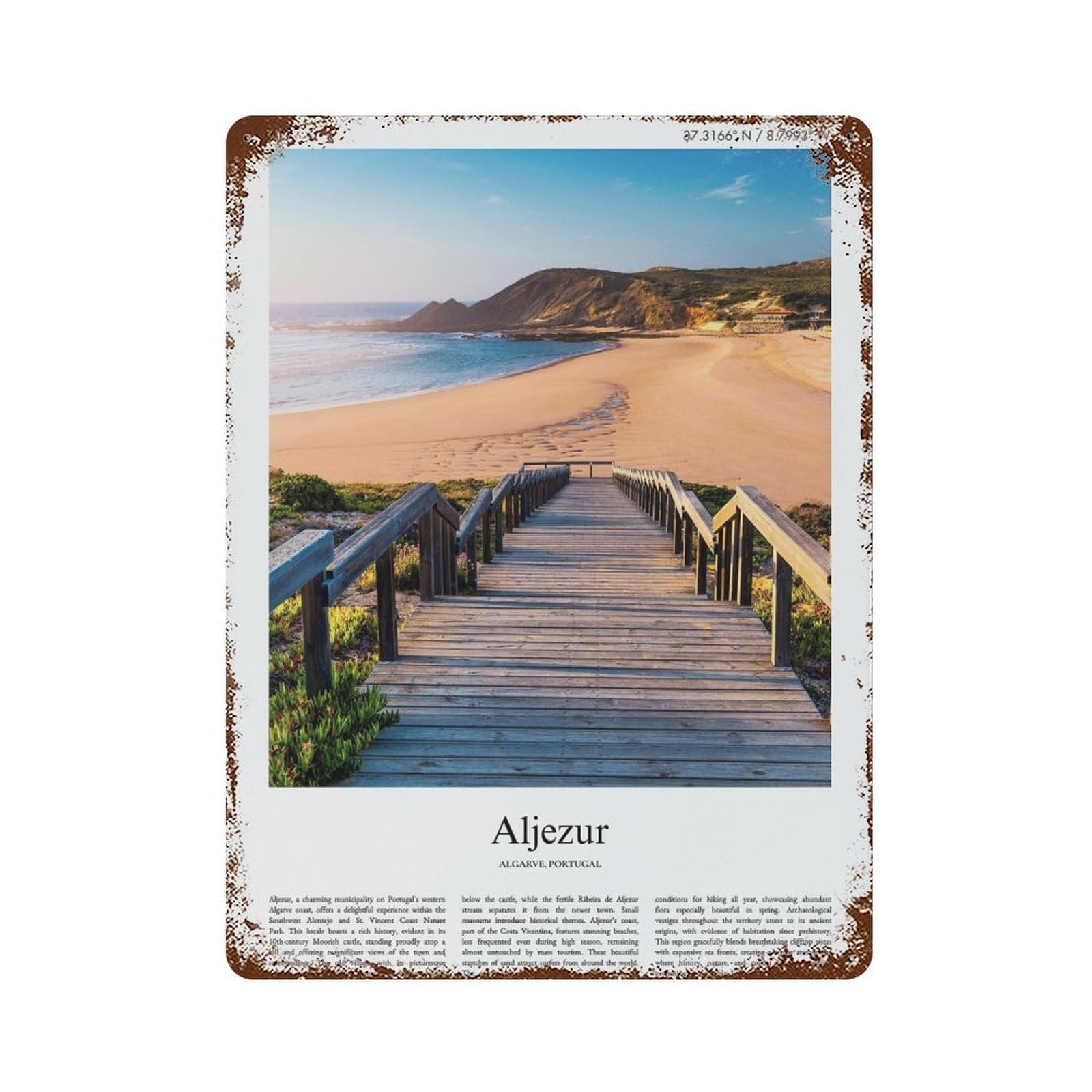 xiaoxiaoshen Aljezur Portugal City Scenery Wall Decor Art Metal Tin Poster Modern Home Decor Art Home Bar Shop Decorations Vintage Sign 40x30cm
