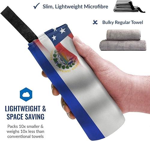 Miniatura 2 de Toalla de playa Half American Half El Salvador con banda, toalla de playa de microfibra suave de 27.5 pulgadas, de secado rápido, absorbente, sin